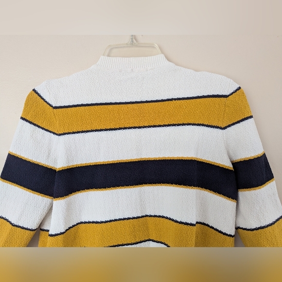 Ann Taylor Striped Nautical Cardigan Sweater, Yellow, White, & Black (SIZE S) - Picture 8 of 13